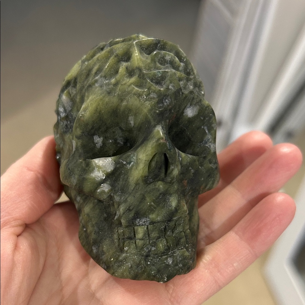 Jade green crystal Skull Sculpture